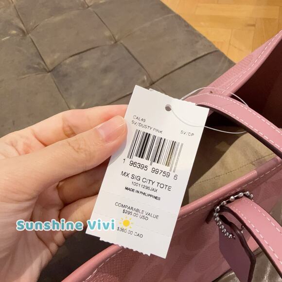 NWT Coach City Tote Bag In Signature Canvas CAL49 Dusty Pink - Picture 5 of 13